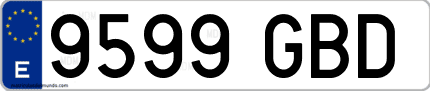 Ejemplo de matrícula de coche ordinaria 9599 GBD