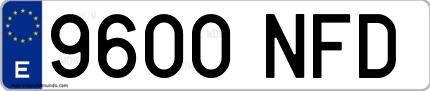 Ejemplo de matrícula de coche ordinaria 9600 NFD