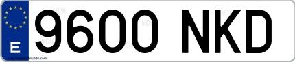 Ejemplo de matrícula española 9600 NKD