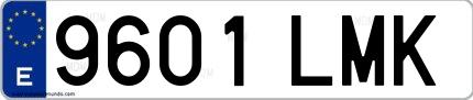 Ejemplo de matrícula española 9601 LMK