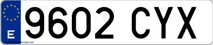 Ejemplo de matrícula española 9602 CYX