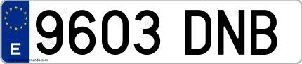 Ejemplo de matrícula española 9603 DNB