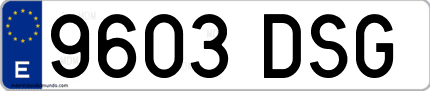 Ejemplo de matrícula de coche ordinaria 9603 DSG