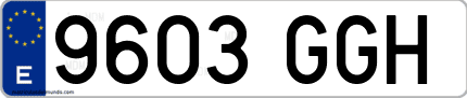 Ejemplo de matrícula de coche ordinaria 9603 GGH