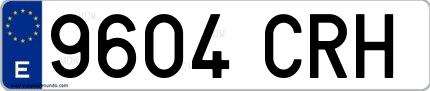 Ejemplo de matrícula española 9604 CRH