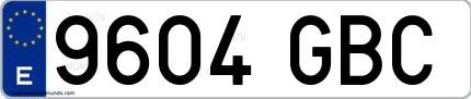 Ejemplo de matrícula española 9604 GBC