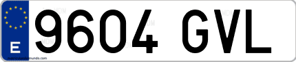 Ejemplo de matrícula de coche ordinaria 9604 GVL