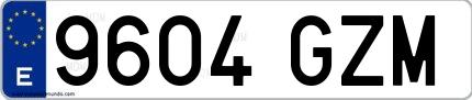 Ejemplo de matrícula española 9604 GZM