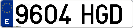 Ejemplo de matrícula de coche ordinaria 9604 HGD