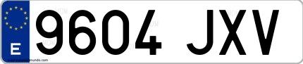 Ejemplo de matrícula española 9604 JXV