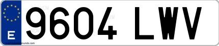 Ejemplo de matrícula española 9604 LWV