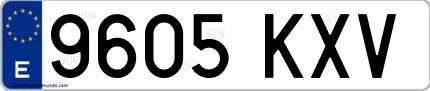 Ejemplo de matrícula española 9605 KXV