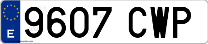 Ejemplo de matrícula de coche ordinaria 9607 CWP