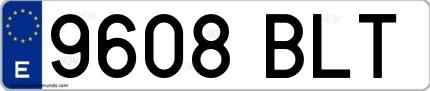Ejemplo de matrícula española 9608 BLT
