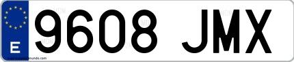 Ejemplo de matrícula española 9608 JMX