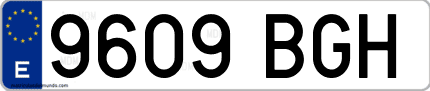 Ejemplo de matrícula de coche ordinaria 9609 BGH