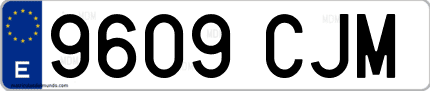 Ejemplo de matrícula de coche ordinaria 9609 CJM