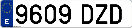 Ejemplo de matrícula de coche ordinaria 9609 DZD