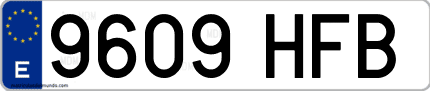Ejemplo de matrícula de coche ordinaria 9609 HFB