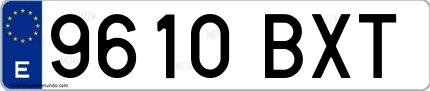 Ejemplo de matrícula española 9610 BXT