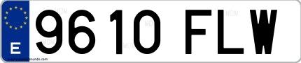 Ejemplo de matrícula española 9610 FLW