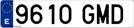 Ejemplo de matrícula española 9610 GMD