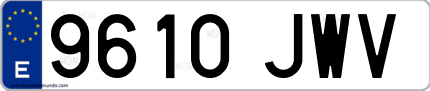 Ejemplo de matrícula de coche ordinaria 9610 JWV