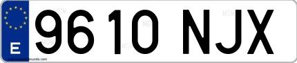 Ejemplo de matrícula española 9610 NJX