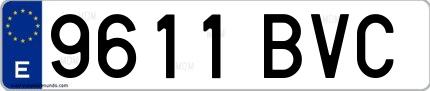 Ejemplo de matrícula española 9611 BVC