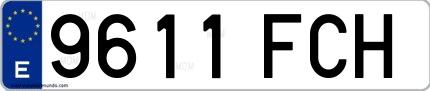 Ejemplo de matrícula española 9611 FCH