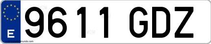 Ejemplo de matrícula española 9611 GDZ