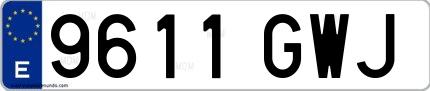 Ejemplo de matrícula española 9611 GWJ