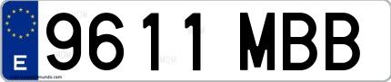 Ejemplo de matrícula española 9611 MBB