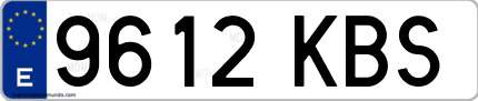 Ejemplo de matrícula de coche ordinaria 9612 KBS