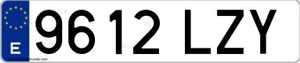 Ejemplo de matrícula española 9612 LZY