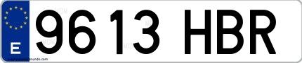 Ejemplo de matrícula española 9613 HBR