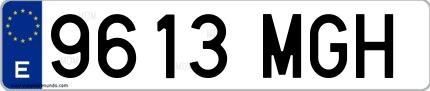 Ejemplo de matrícula española 9613 MGH