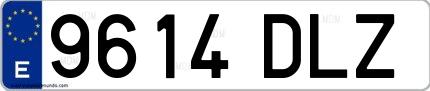 Ejemplo de matrícula española 9614 DLZ