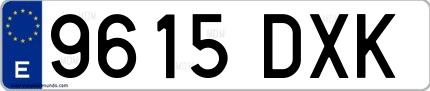 Ejemplo de matrícula española 9615 DXK