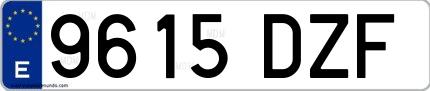 Ejemplo de matrícula española 9615 DZF