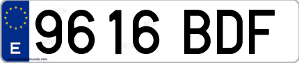Ejemplo de matrícula de coche ordinaria 9616 BDF