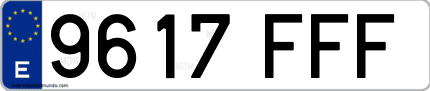 Ejemplo de matrícula de coche ordinaria 9617 FFF