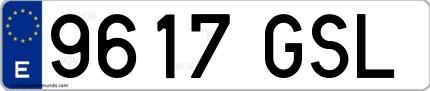 Ejemplo de matrícula española 9617 GSL