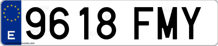 Ejemplo de matrícula de coche ordinaria 9618 FMY