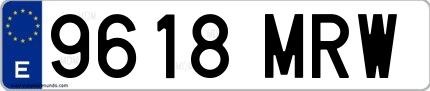 Ejemplo de matrícula española 9618 MRW