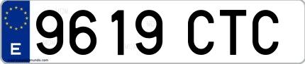 Ejemplo de matrícula española 9619 CTC