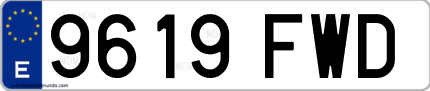 Ejemplo de matrícula de coche ordinaria 9619 FWD