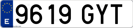 Ejemplo de matrícula de coche ordinaria 9619 GYT