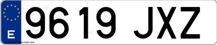 Ejemplo de matrícula española 9619 JXZ
