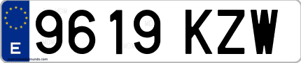 Ejemplo de matrícula de coche ordinaria 9619 KZW